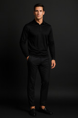 THE VERO LONG SLEEVE POLO SHIRT - BLACK