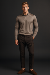 THE VERO LONG SLEEVE POLO SHIRT - DESERT TAUPE