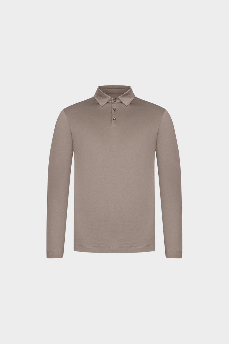 THE VERO LONG SLEEVE POLO SHIRT - DESERT TAUPE