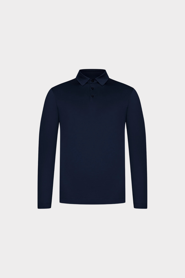 THE VERO LONG SLEEVE POLO SHIRT - MIDNIGHT BLUE